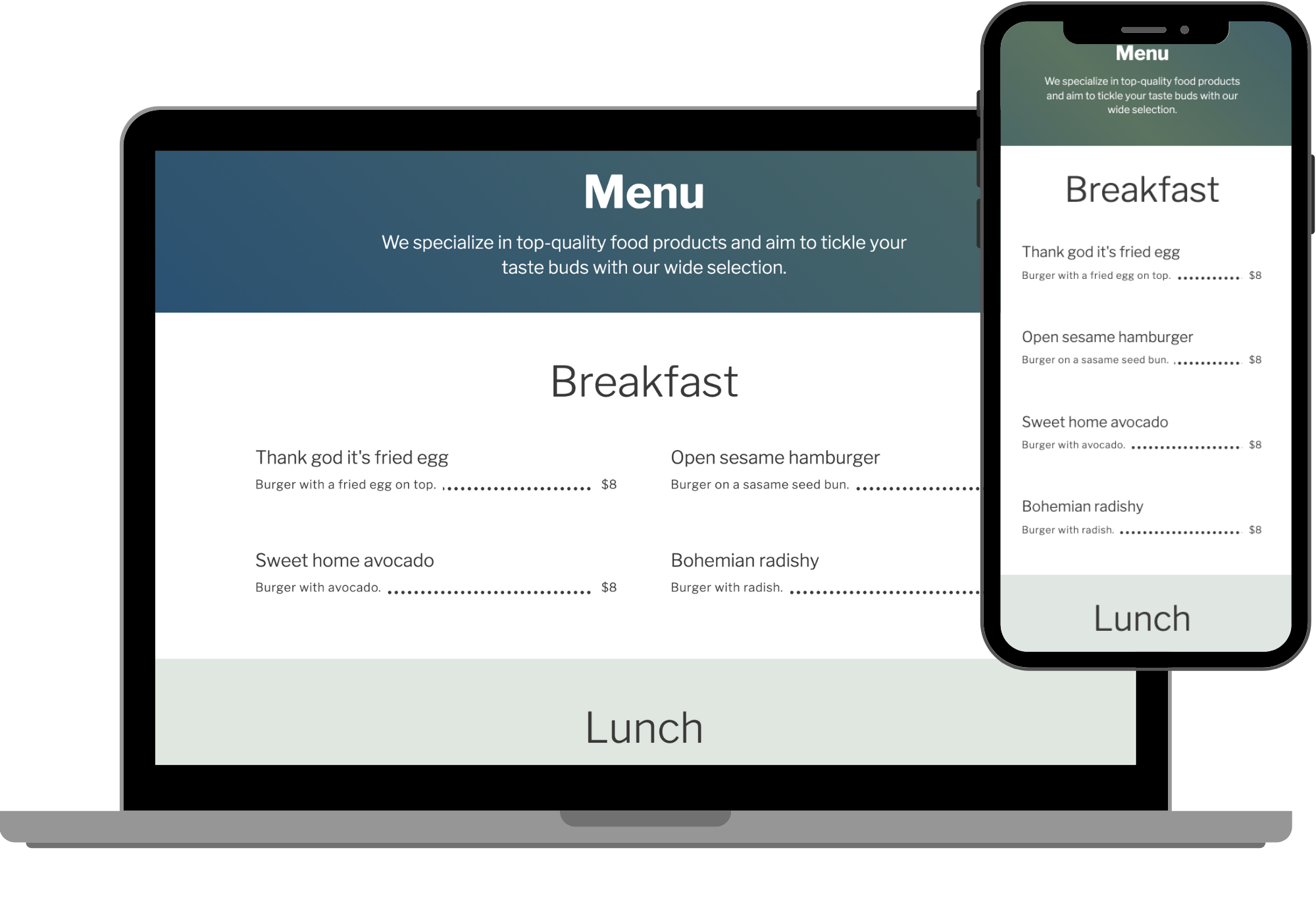 Menu Page โ ๐ Design Packs